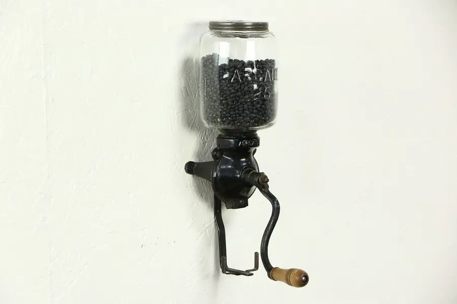 Photo of Arcade 1900 Antique Wall Mount Iron & Glass Coffee Grinder