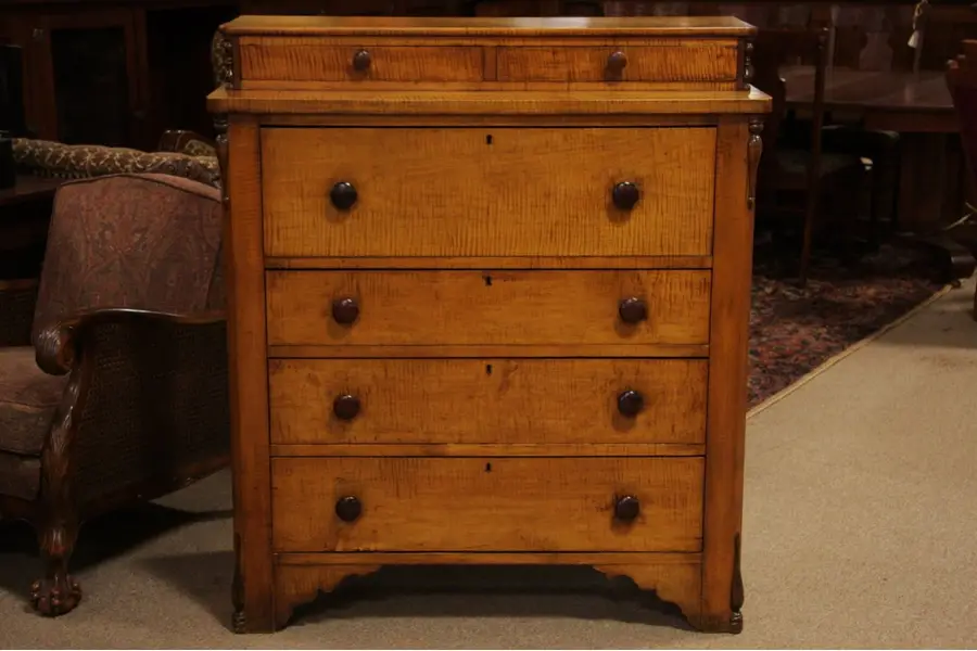 Photo of Victorian Tiger Maple 1850 Chest or Dresser