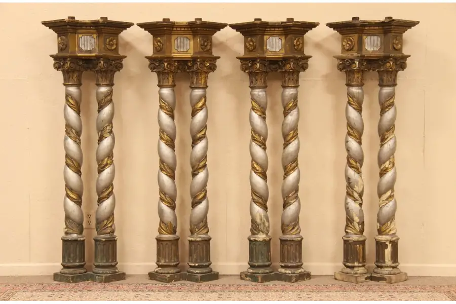 Photo of Set of 4 Double Baroque Architectural Columns