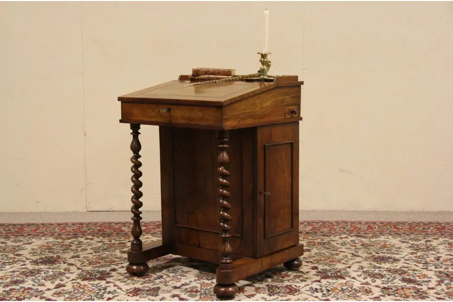 Photo of Rosewood 1870 Antique Ship Captain or Davenport Desk