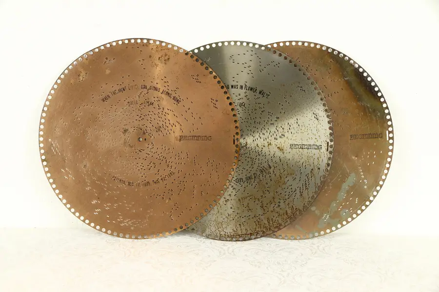 Photo of Regina Music Box Group of 3 Antique 15 1/2" Disks, Waltz and More