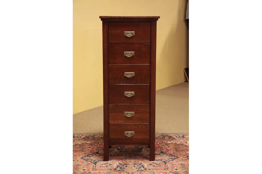 Photo of Mission Oak Arts & Crafts Antique Tall Chest