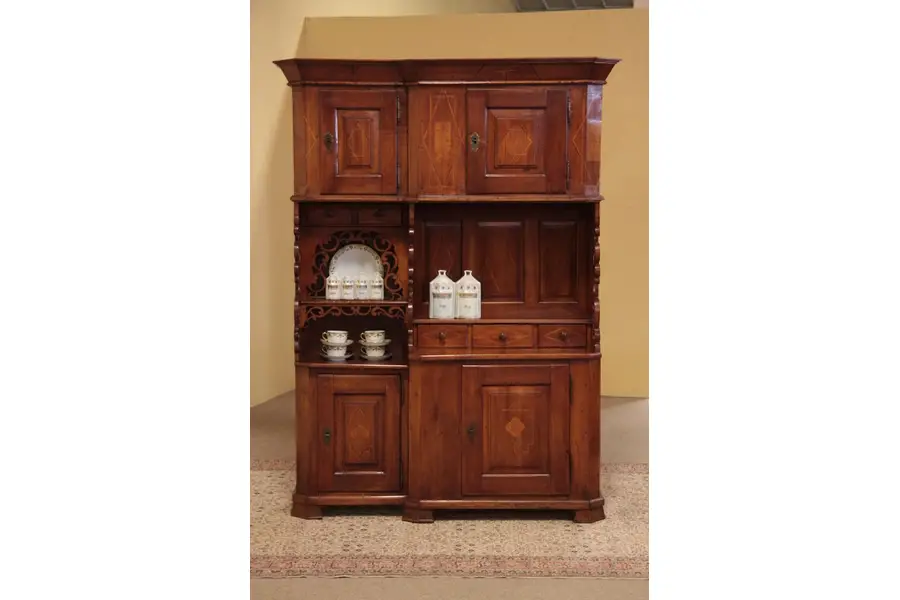 Photo of Swiss Folk Carved Antique Cherry Cupboard