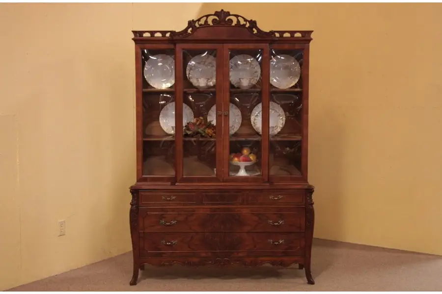Photo of French Style Carved Breakfront China Cabinet