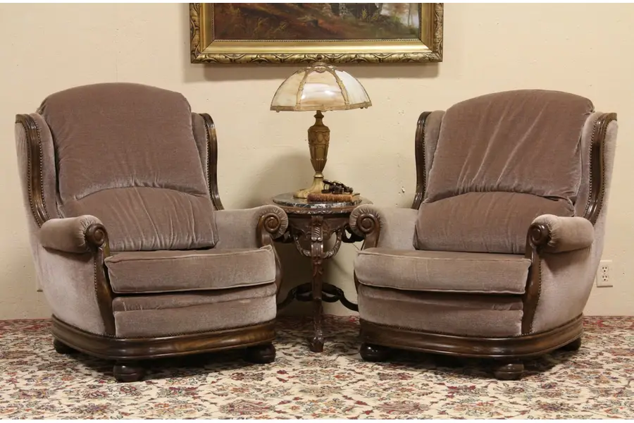 Photo of Pair of Vintage Mohair Armchairs
