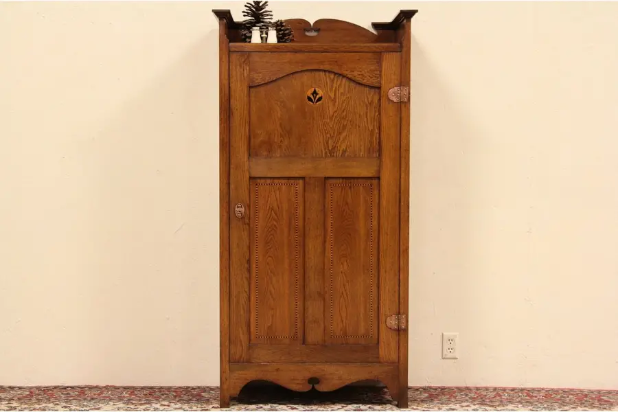 Photo of Arts & Crafts Oak Antique Swedish 1900 Cabinet