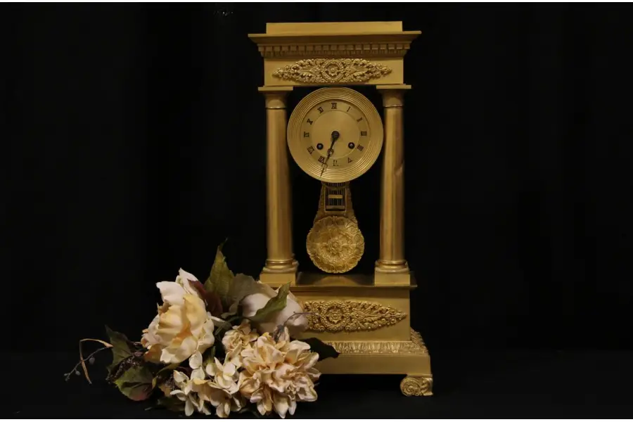 Photo of French Empire 1825 Gold Dore Pillar Clock