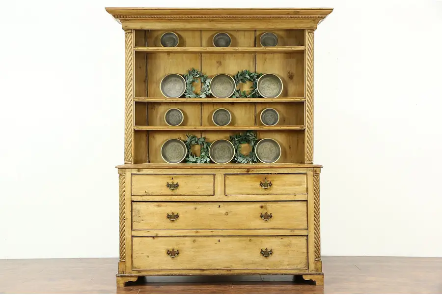 Photo of Country Pine 1860's Antique Sideboard, Pewter Cupboard, Welsh Dresser, Scotland