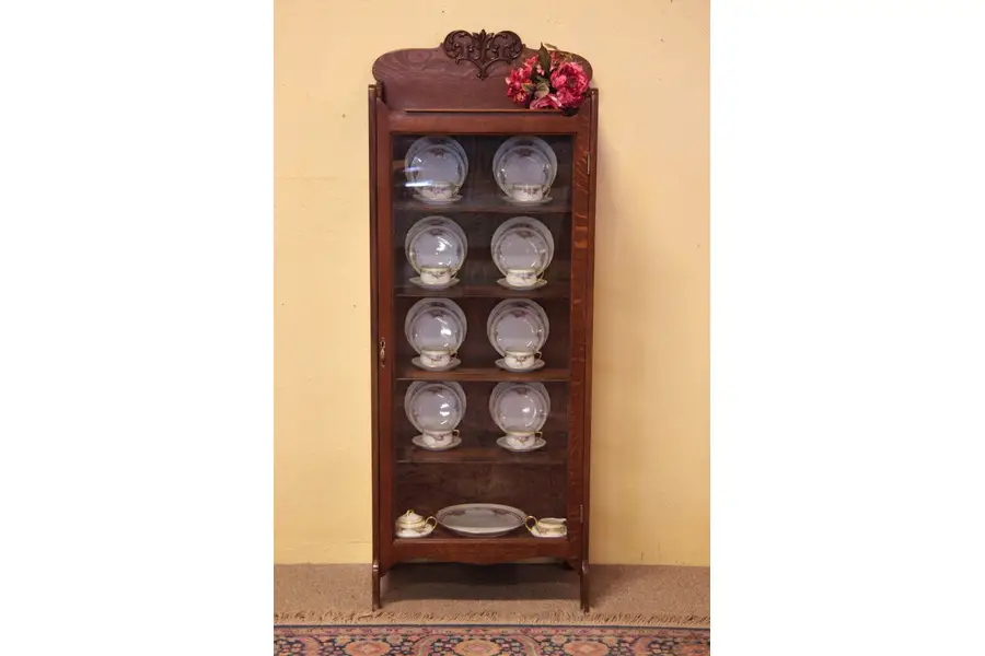 Photo of Victorian Oak Antique 1900's China Cabinet