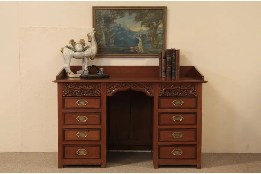 Photo of Beautifully Carved Desk with Gallery