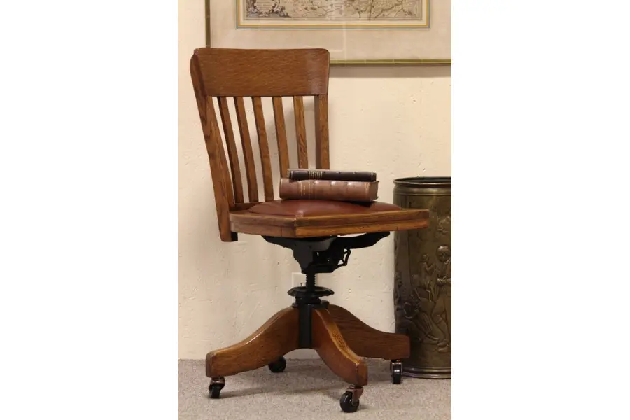 Photo of Swivel Antique 1915 Oak Desk Chair