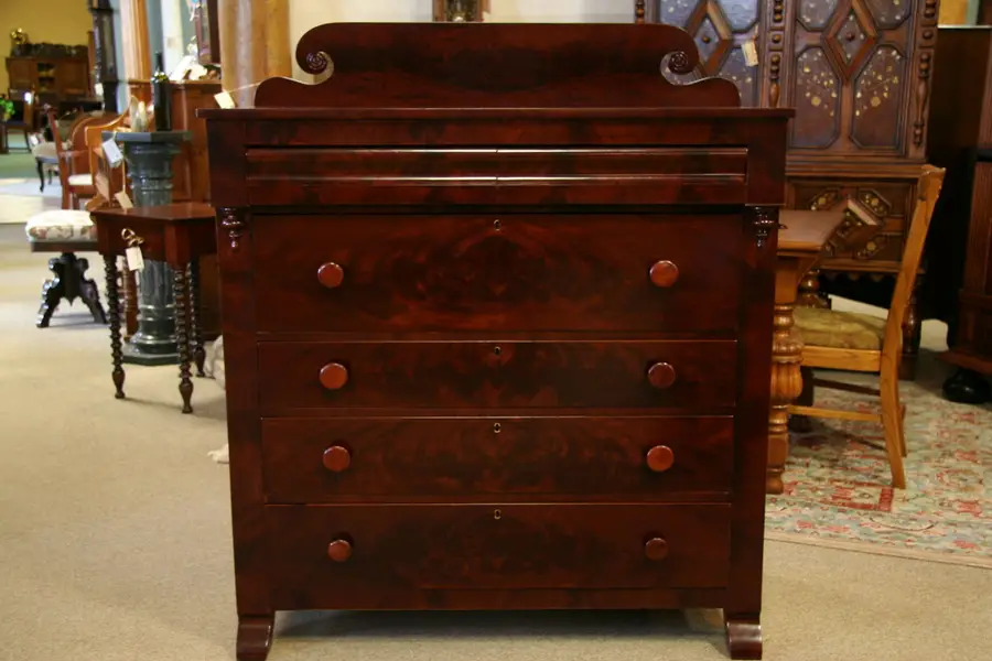 Photo of Empire 1840 Antique Flame Mahogany Chest or Dresser