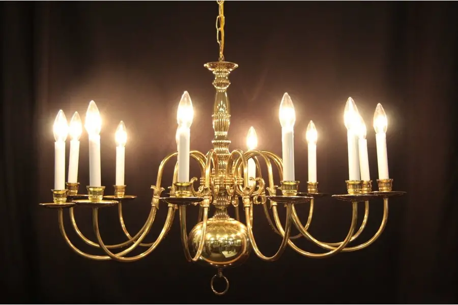 Photo of Brass Traditional 12 Candle Chandelier