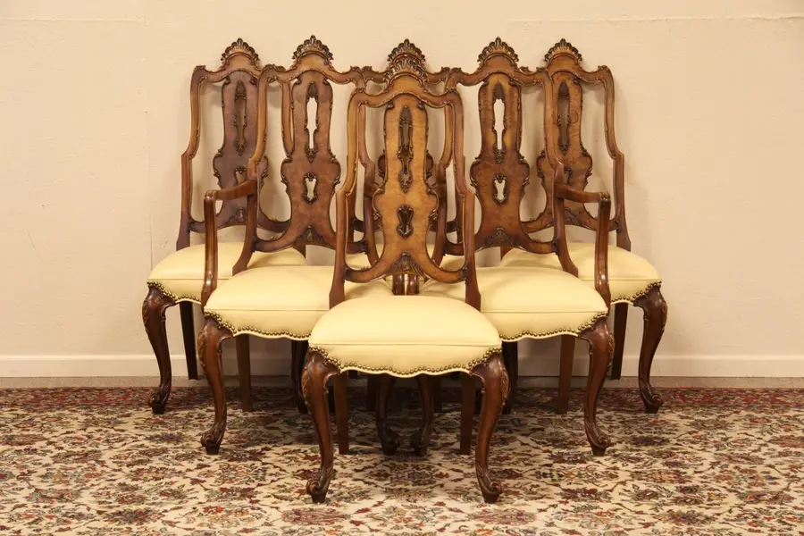 Photo of Romweber Set of 6 Leather Dining Chairs