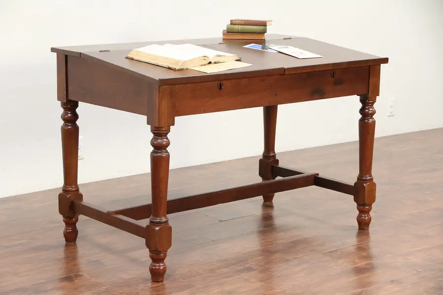 Photo of Victorian Antique Walnut Double School Desk for 2 Students
