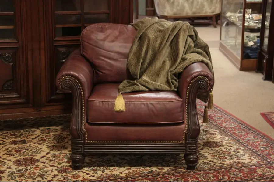 Photo of Bernhardt Leather Armchair, Mahogany