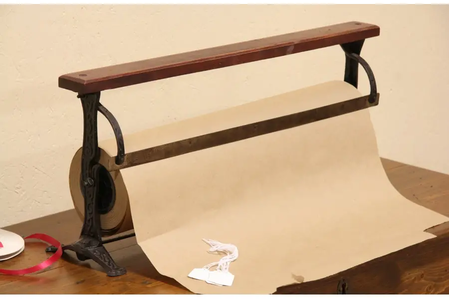 Photo of Giftwrap or Wrapping Paper Roll Dispenser, 1900 Antique