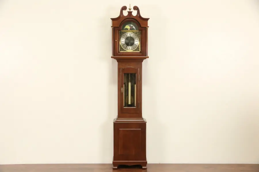 Photo of Daneker Signed Vintage Cherry Grandmother Long Case Clock