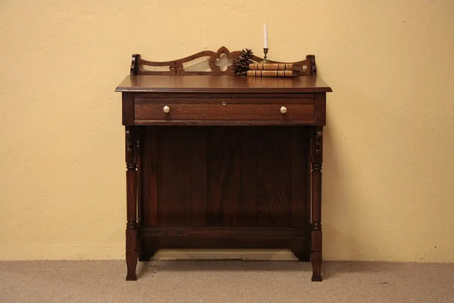 Photo of Victorian Eastlake Oak Writing Desk