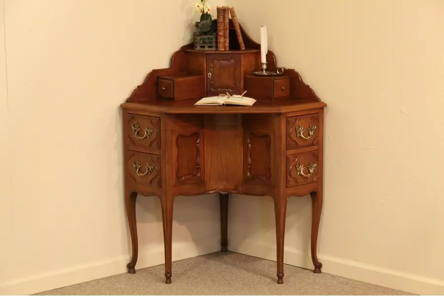 Photo of Country French Antique Carved Corner Desk