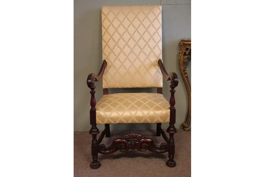 Photo of Throne or Hall Arm Chair, Carved Walnut circa 1900