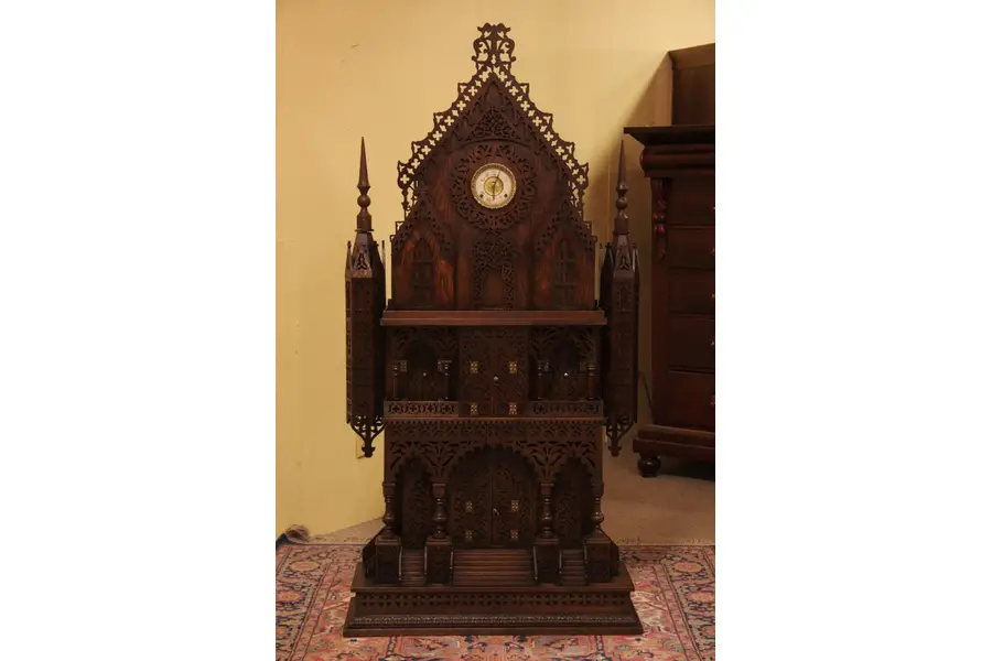 Photo of Victorian Gothic Antique 6'6" Fretwork Clock