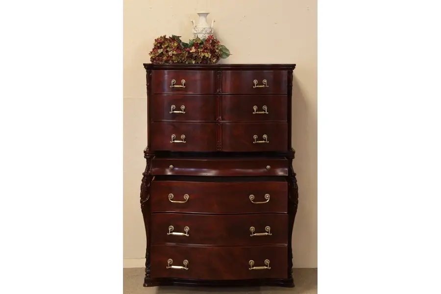 Photo of Carved Mahogany Tall Chest or Dresser