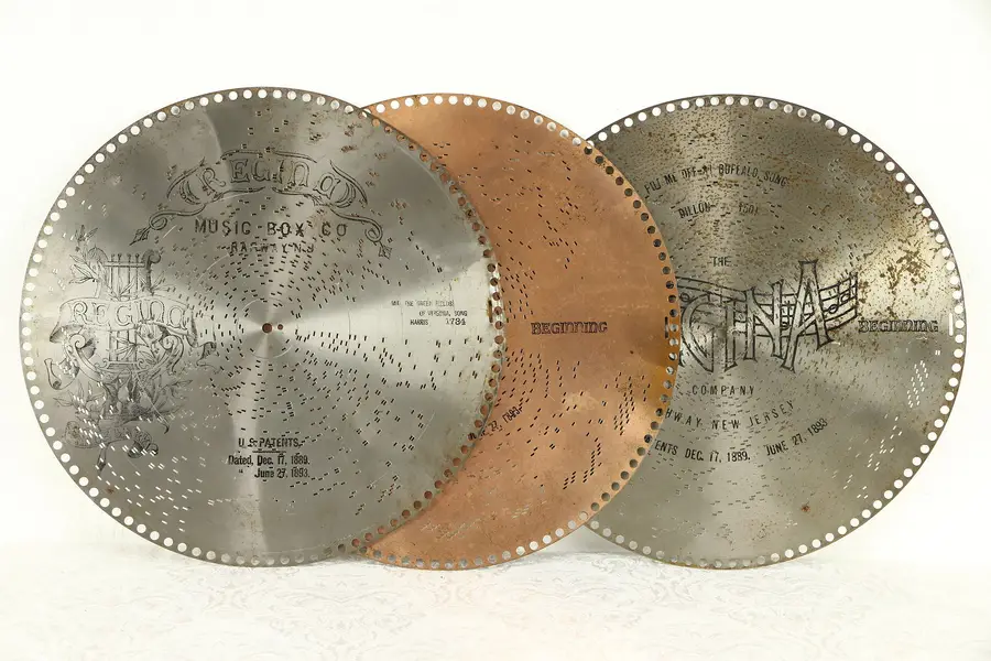Photo of Regina Music Box Group of 3 Antique 15 1/2" Disks, Angelica Waltz & More