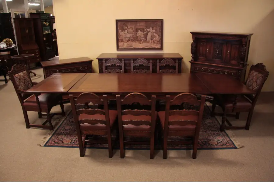 Photo of English Renaissance 12 Pc. Oak Dining Set