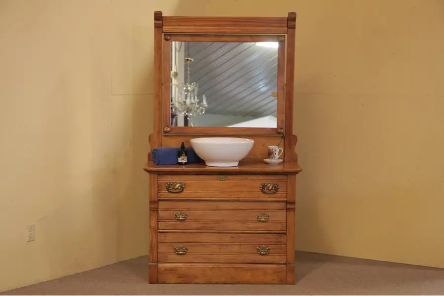 Photo of Country Maple Chest or Dresser, Vessel Sink Vanity