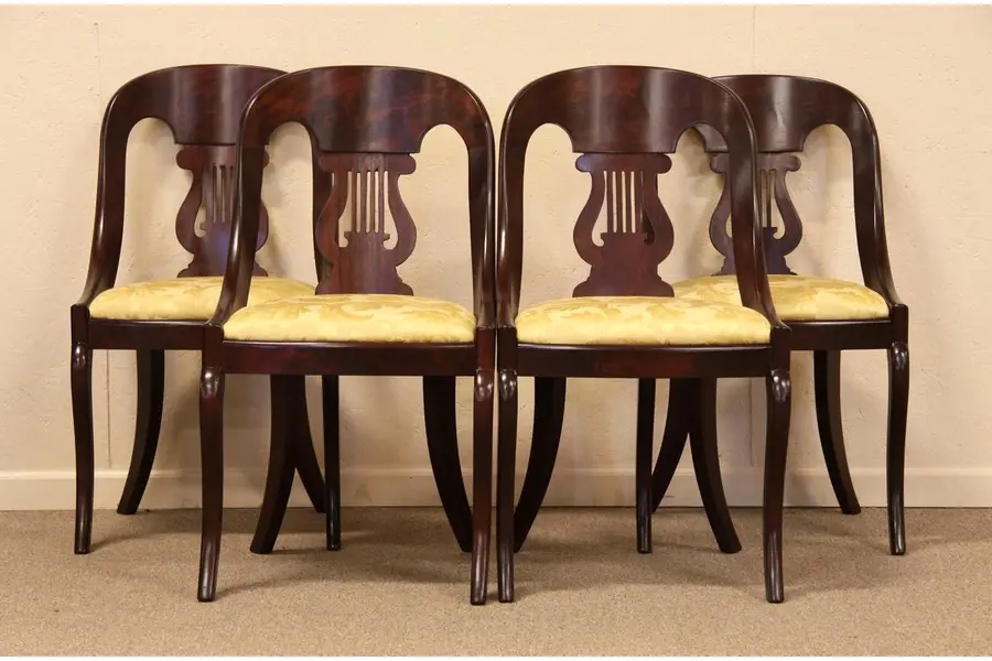 Photo of Set of 4 American Empire Side, Game or Dining Chairs