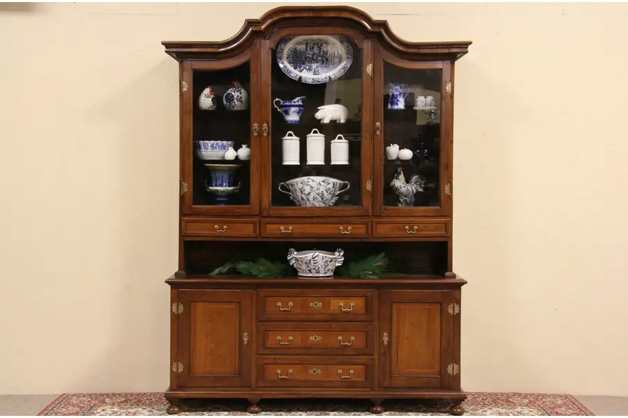 Photo of German Biedermeier 1825 Sideboard China Cabinet or Bookcase