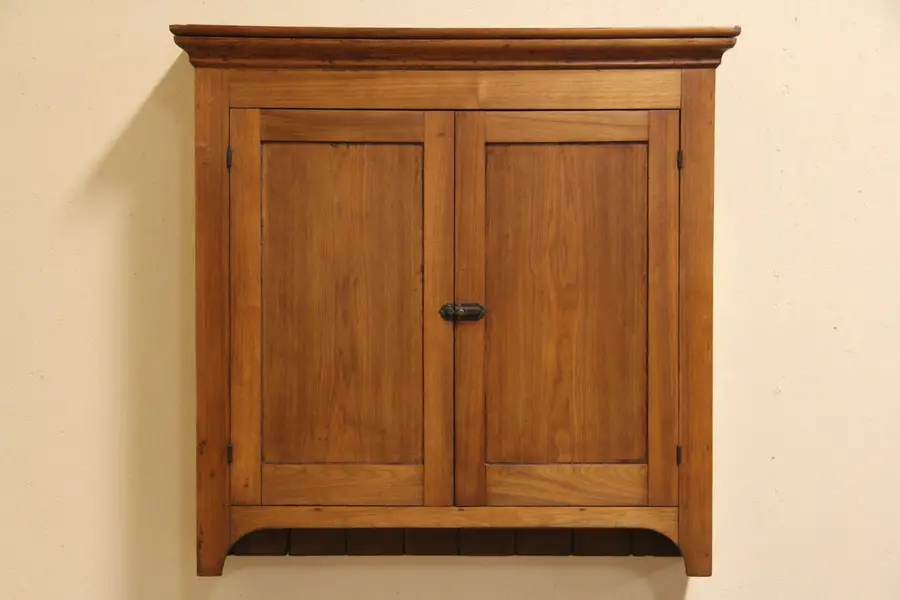 Photo of Country Walnut Antique 1860 Hanging or Countertop Cupboard