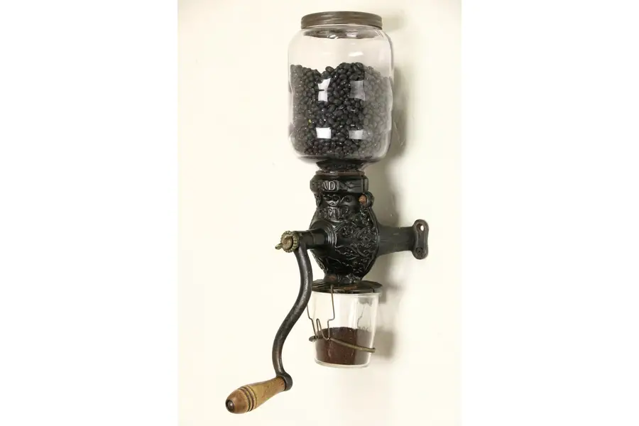 Photo of Arcade Crystal 1890's Antique Wall Coffee Grinder, Iron & Glass