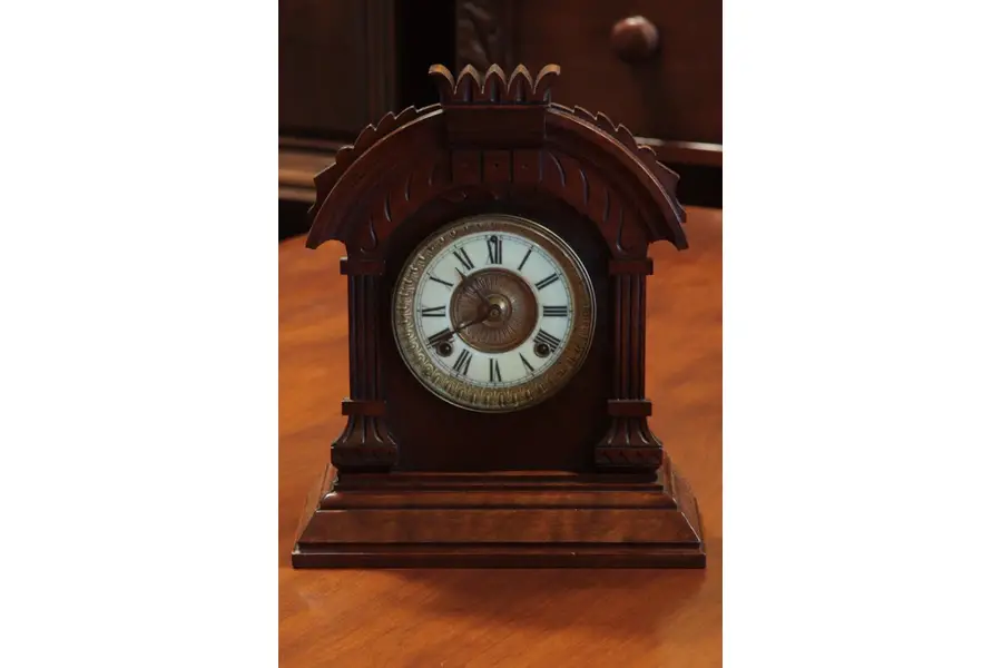Photo of Victorian Ansonia Walnut Antique Clock