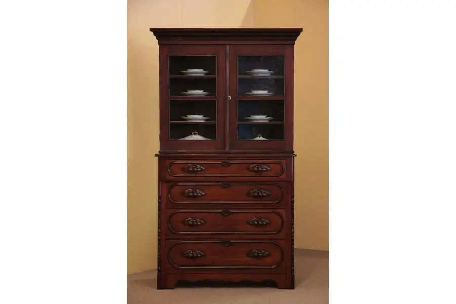 Photo of Victorian Cupboard or Bookcase, Wavy Glass