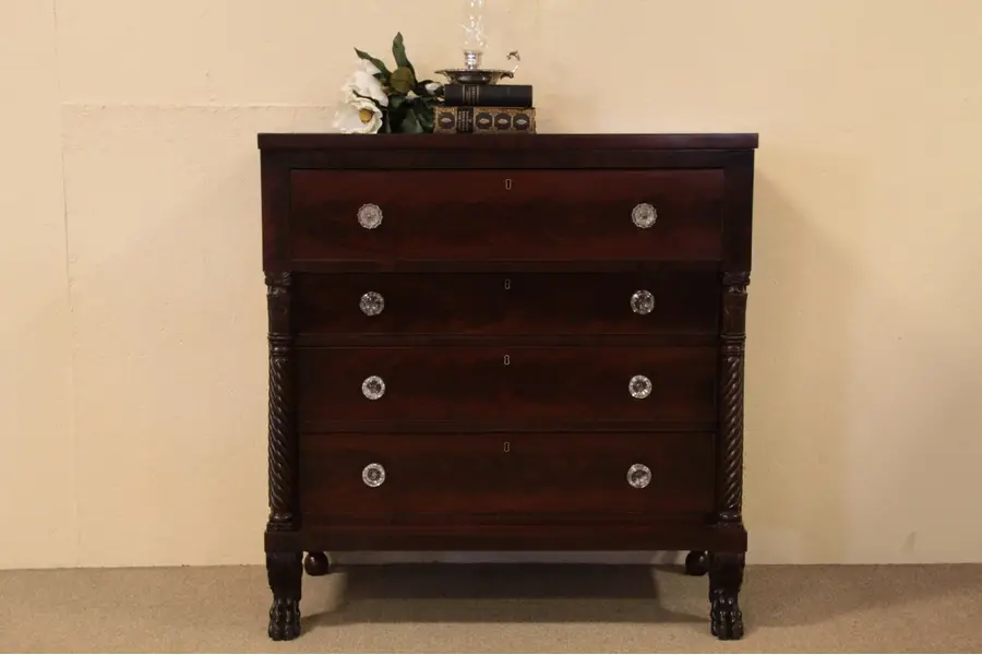 Photo of Empire Antique 1825 Carved Chest or Dresser