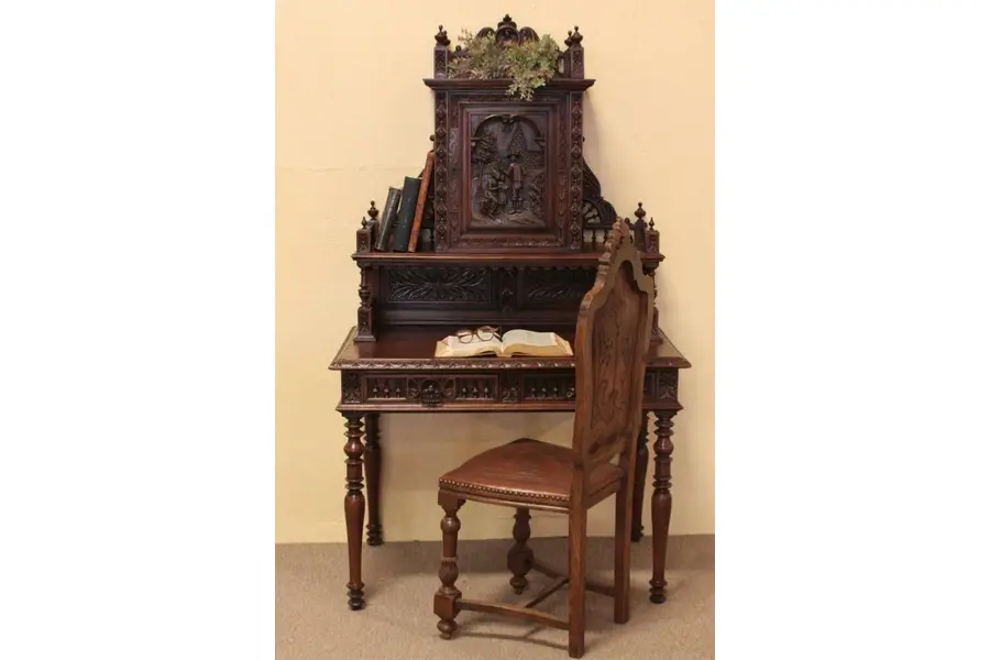 Photo of French Brittany Antique Carved Writing Desk
