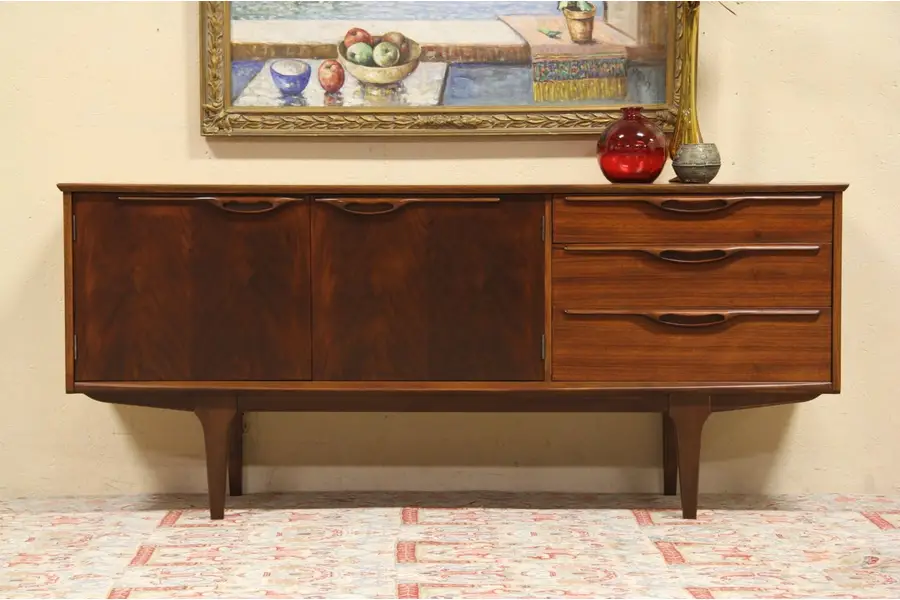 Photo of Danish Mid Century Modern Credenza, Sideboard Flat Screen Console
