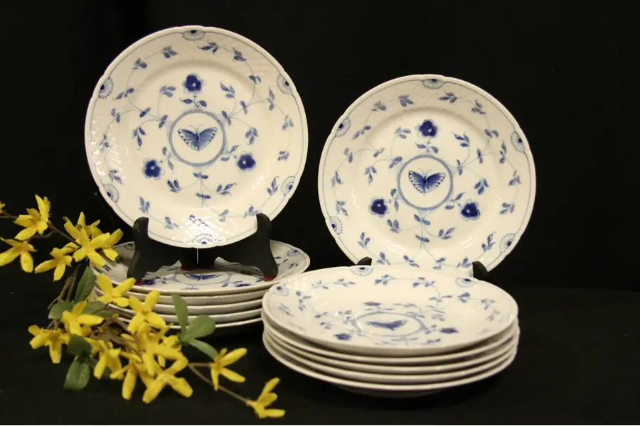 Set of 11 Bing and Grondahl Blue Butterfly 7
