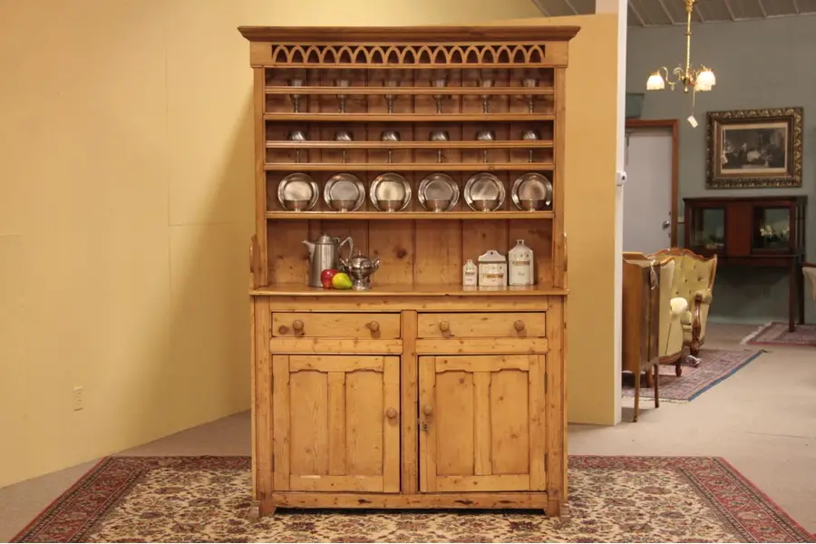 Photo of Country Pine Pewter Cupboard, Irish 1870's
