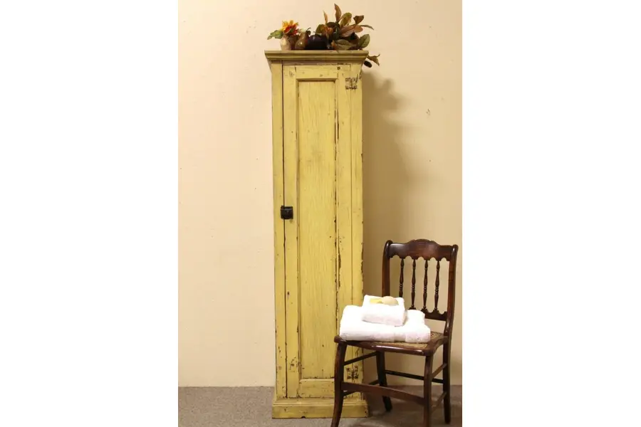 Photo of Country Pine Painted Antique Narrow Chimney Cupboard
