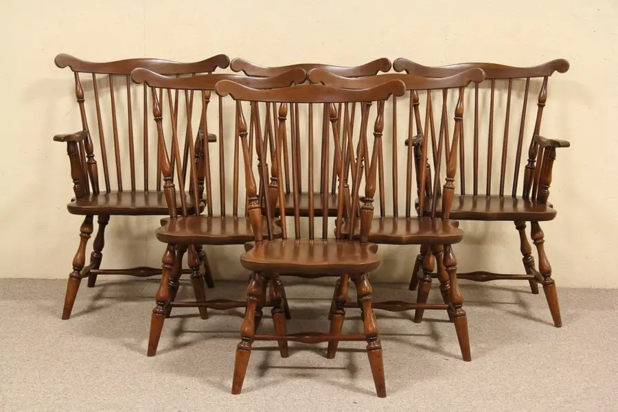 Photo of Set of 6 Cherry Vintage Windsor Dining Chairs