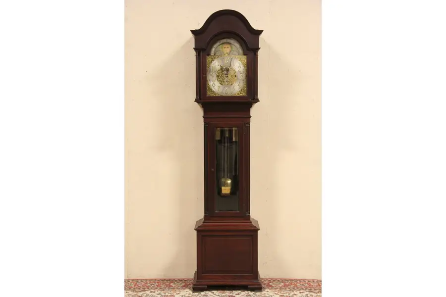 Photo of Tiffany Antique 1910 Tall Case Grandfather Clock, 5 Tube Chime