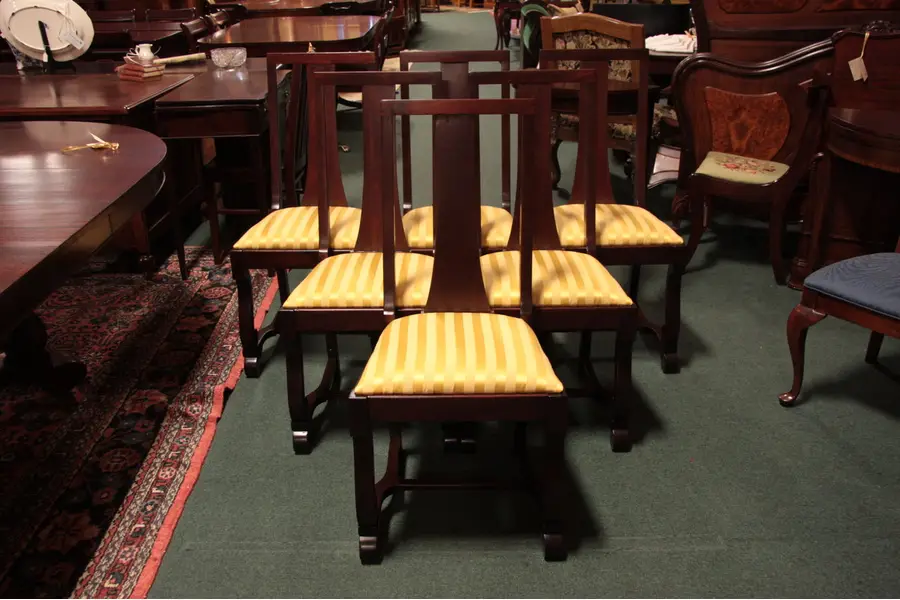 Photo of Set of 6 Empire Mahogany Antique Dining Chairs