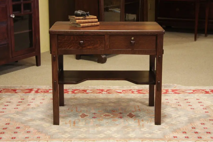 Photo of Arts & Crafts Mission Oak Sideboard, Console or Desk