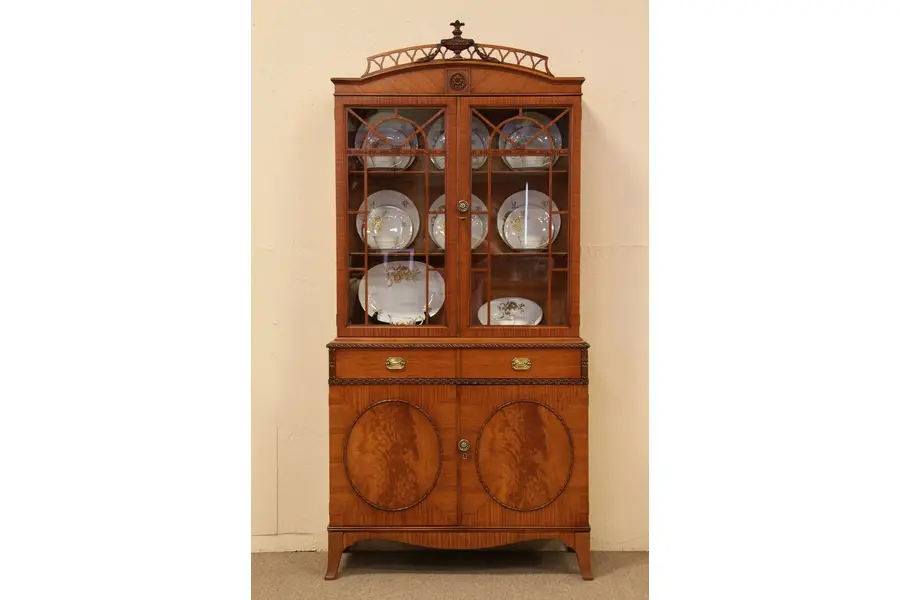 Photo of Satinwood with Burl Traditional China Cabinet