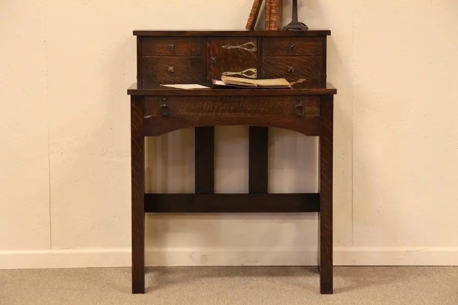 Photo of Arts & Crafts Mission Oak Writing Desk All Original