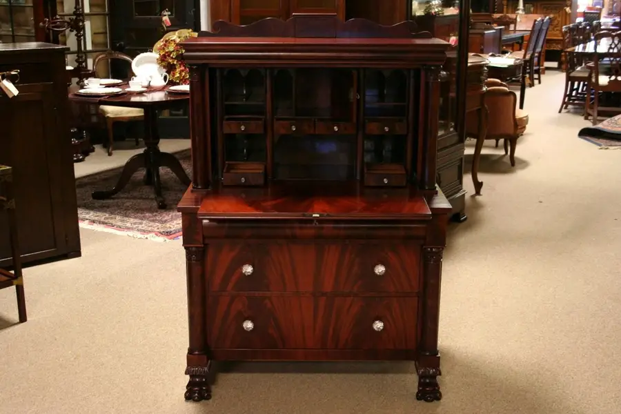 Photo of Centennial Mahogany Empire Secretary Desk, Paw Feet
