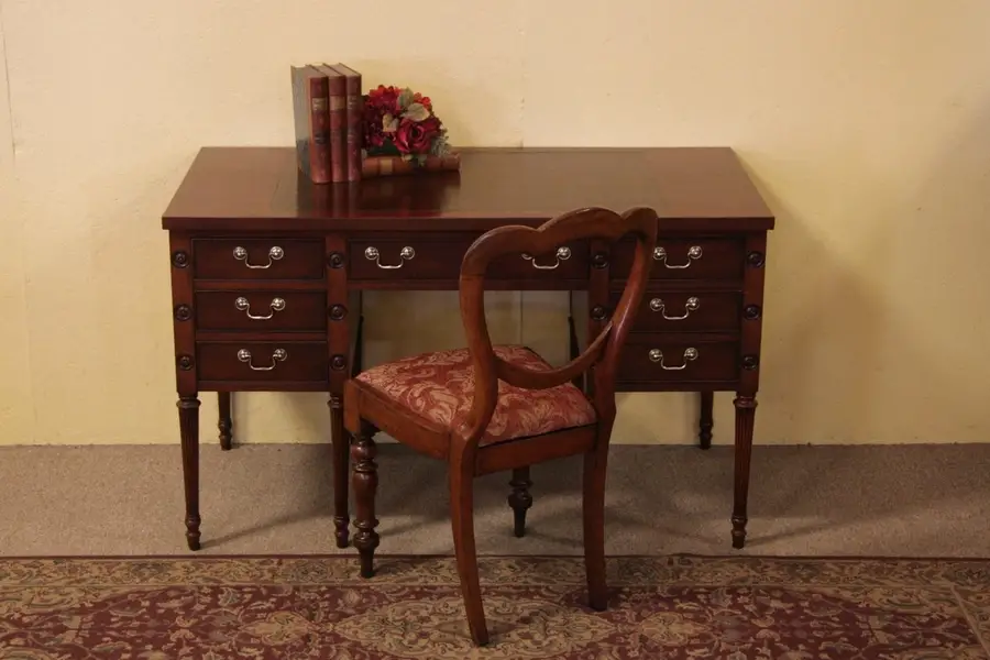 Photo of Writing Desk, Mahogany & Leather, Signed Drexel